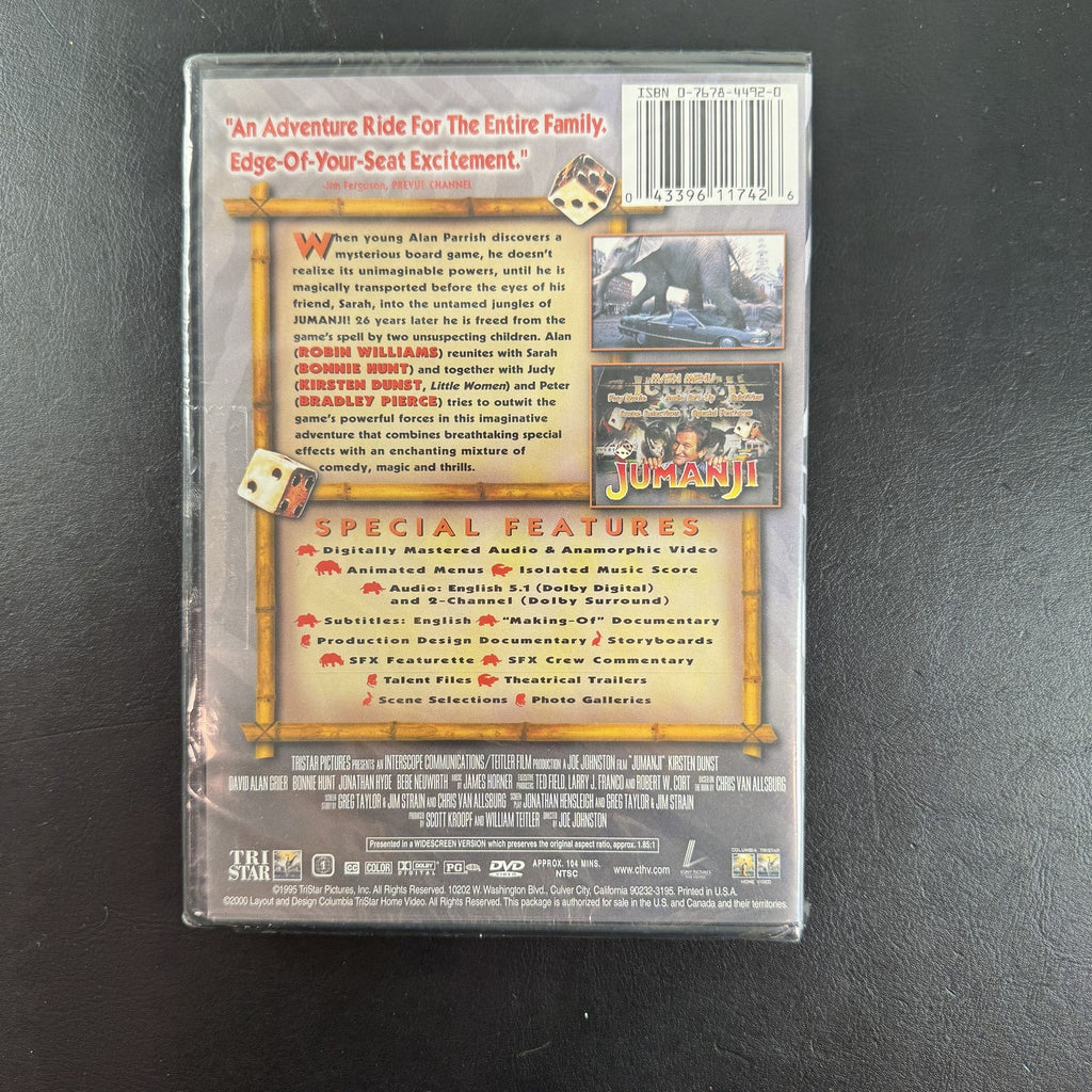 Factory sealed Jumanji Collector's Series DVD case featuring Robin Williams.