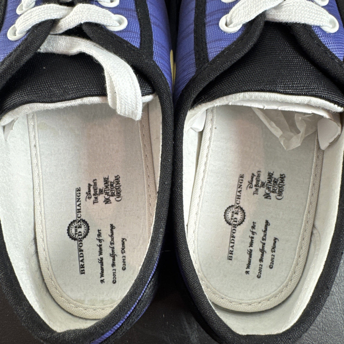 Bradford Exchange Nightmare Before Christmas purple canvas low-top sneakers with Jack Skellington lace charm size 8.5