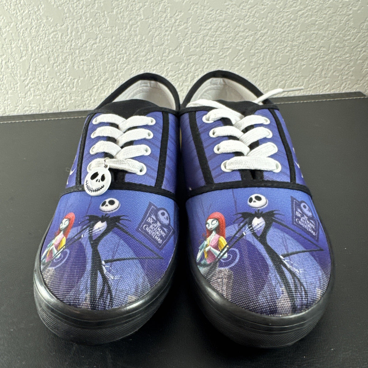 Bradford Exchange Nightmare Before Christmas purple canvas low-top sneakers with Jack Skellington lace charm size 8.5