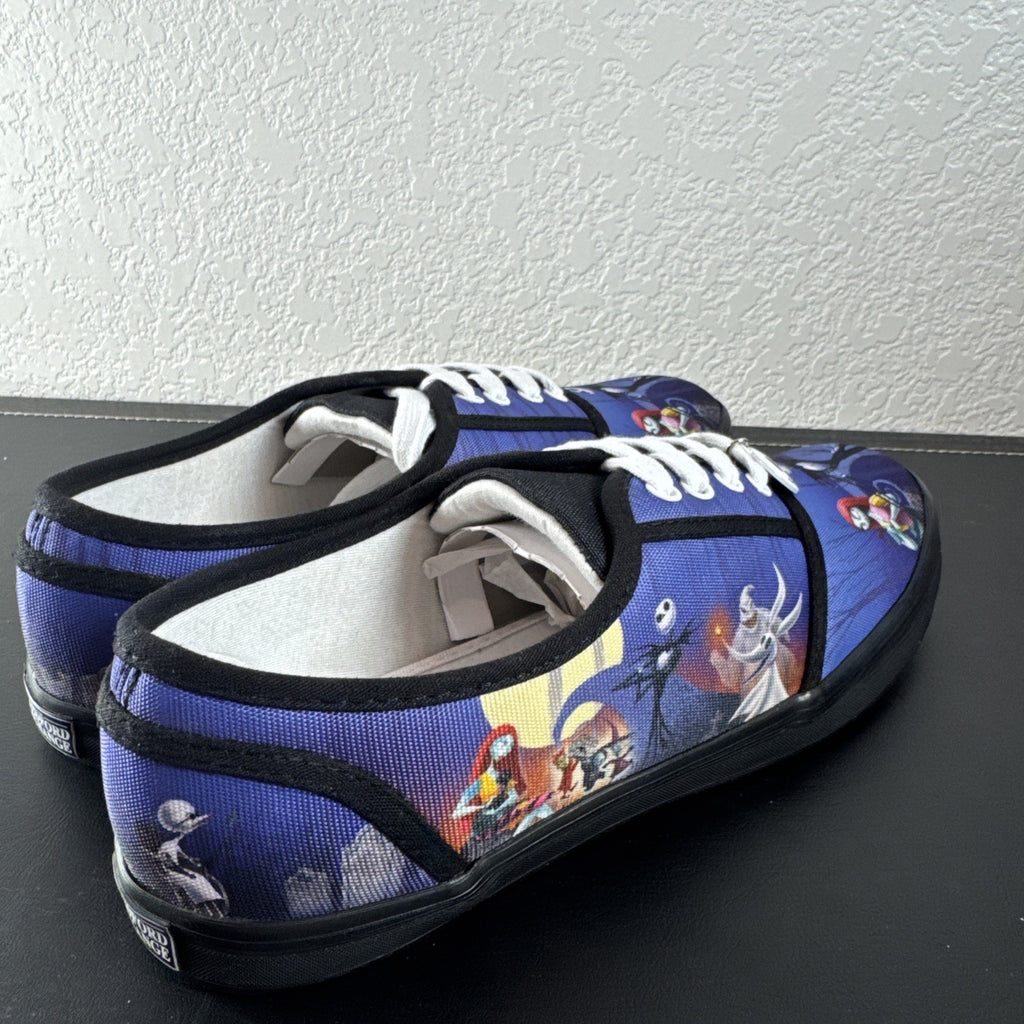 Bradford Exchange Nightmare Before Christmas purple canvas low-top sneakers with Jack Skellington lace charm size 8.5