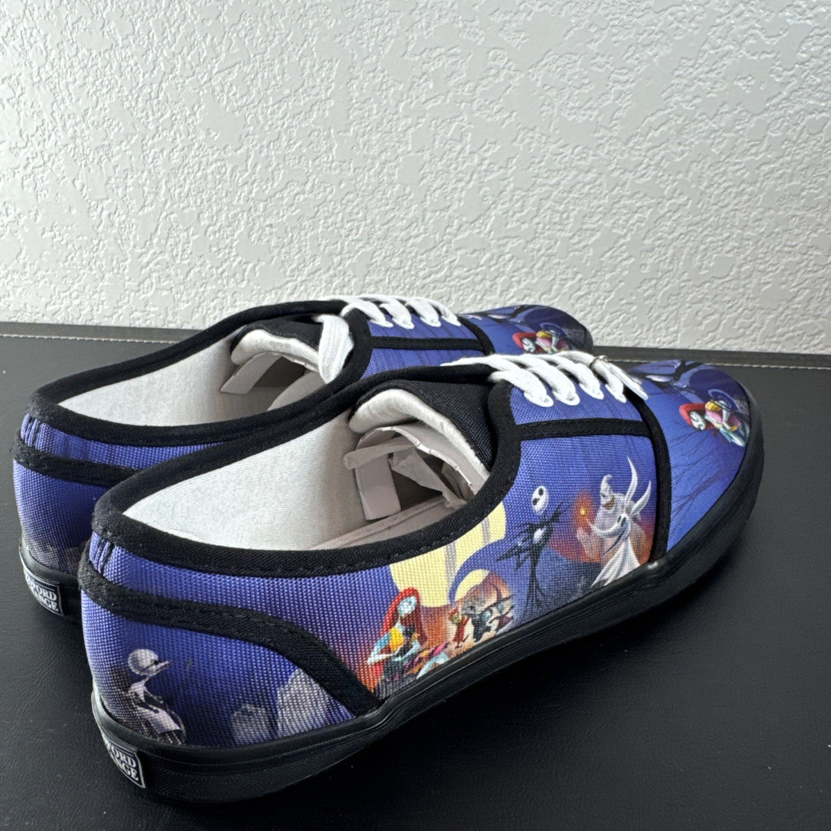 Bradford Exchange Nightmare Before Christmas purple canvas low-top sneakers with Jack Skellington lace charm size 8.5