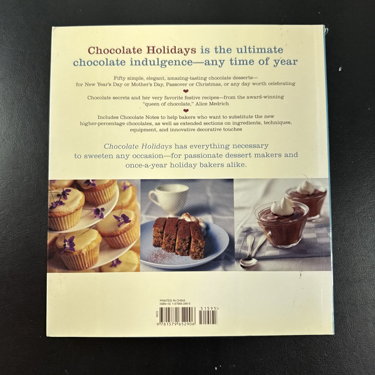 Cover of Chocolate Holidays: Unforgettable Desserts for Every Season cookbook by Alice Medrich.