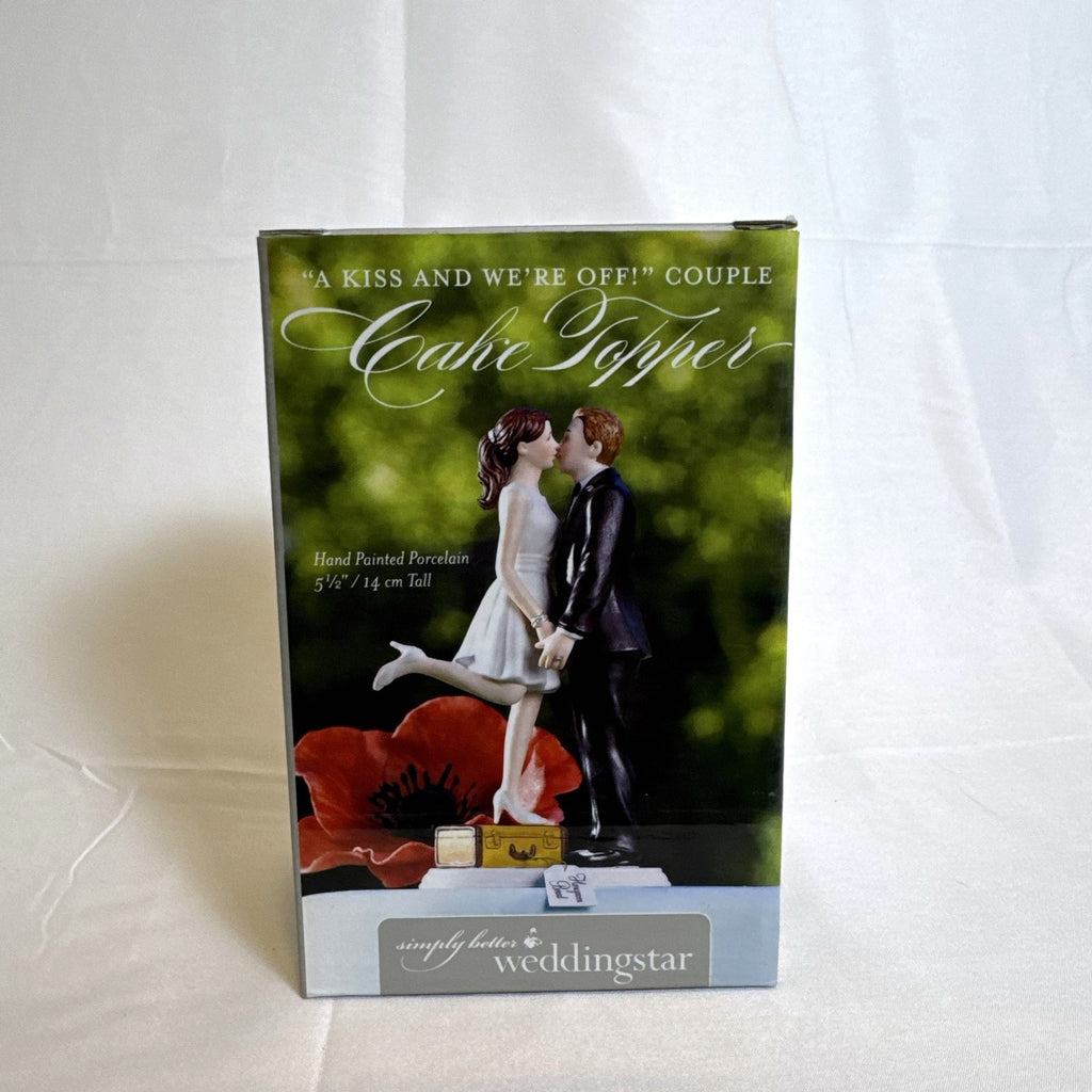 Weddingstar humorous A Kiss and We're Off bride and groom wedding cake topper figurine in original box
