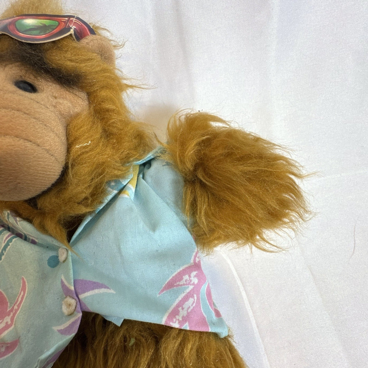 Vintage 1988 Burger King Alf hand puppet holding surfboard with original tags attached