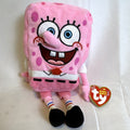 New Ty SpongeBob SquarePants Beanie Baby plush toy wearing pink pants for Breast Cancer Awareness.