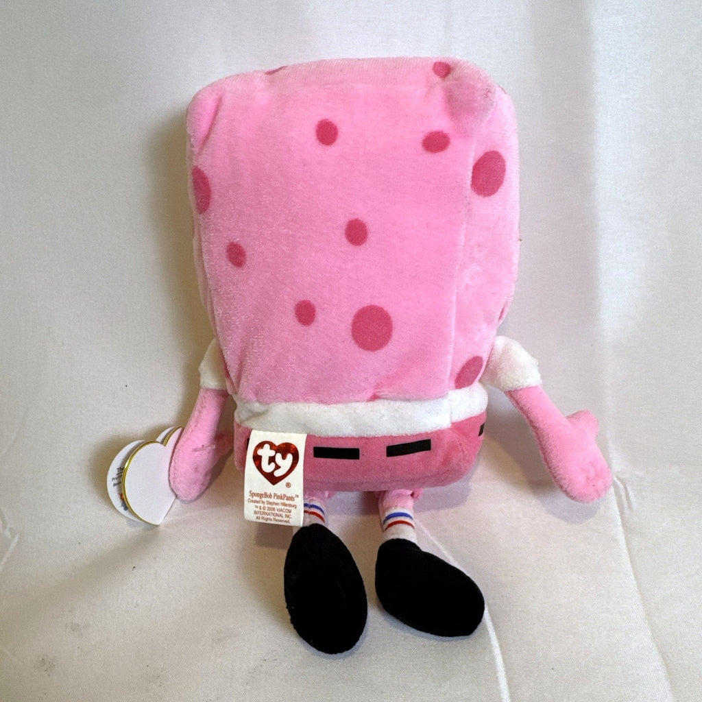 New Ty SpongeBob SquarePants Beanie Baby plush toy wearing pink pants for Breast Cancer Awareness.