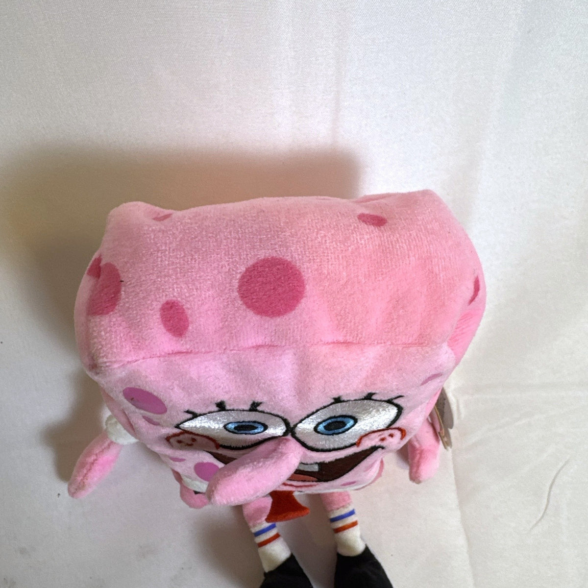New Ty SpongeBob SquarePants Beanie Baby plush toy wearing pink pants for Breast Cancer Awareness.