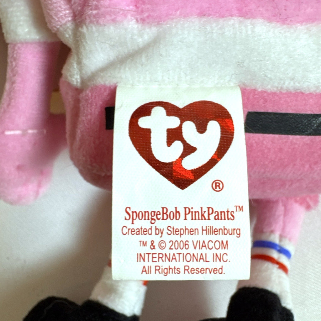 New Ty SpongeBob SquarePants Beanie Baby plush toy wearing pink pants for Breast Cancer Awareness.