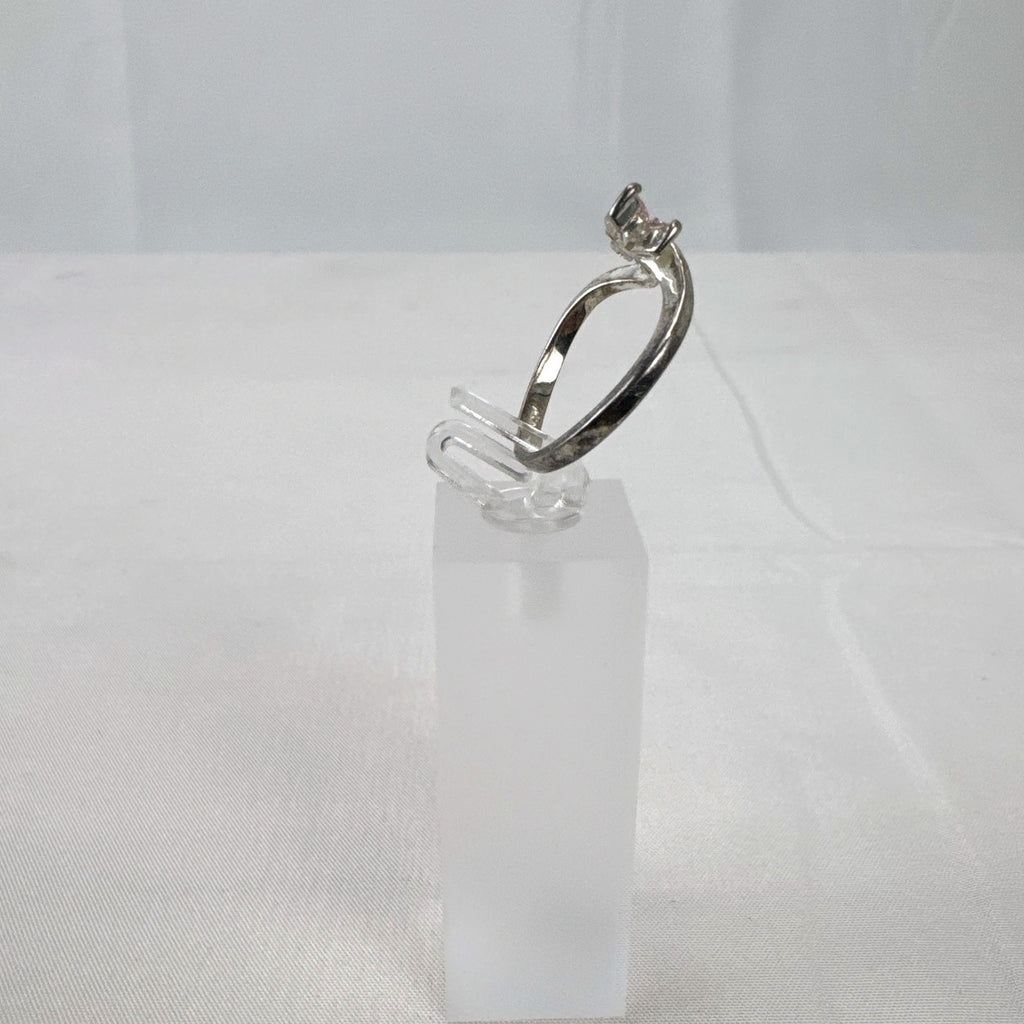 Sterling silver pink dragonfly bypass ring size 8 with marquise stones
