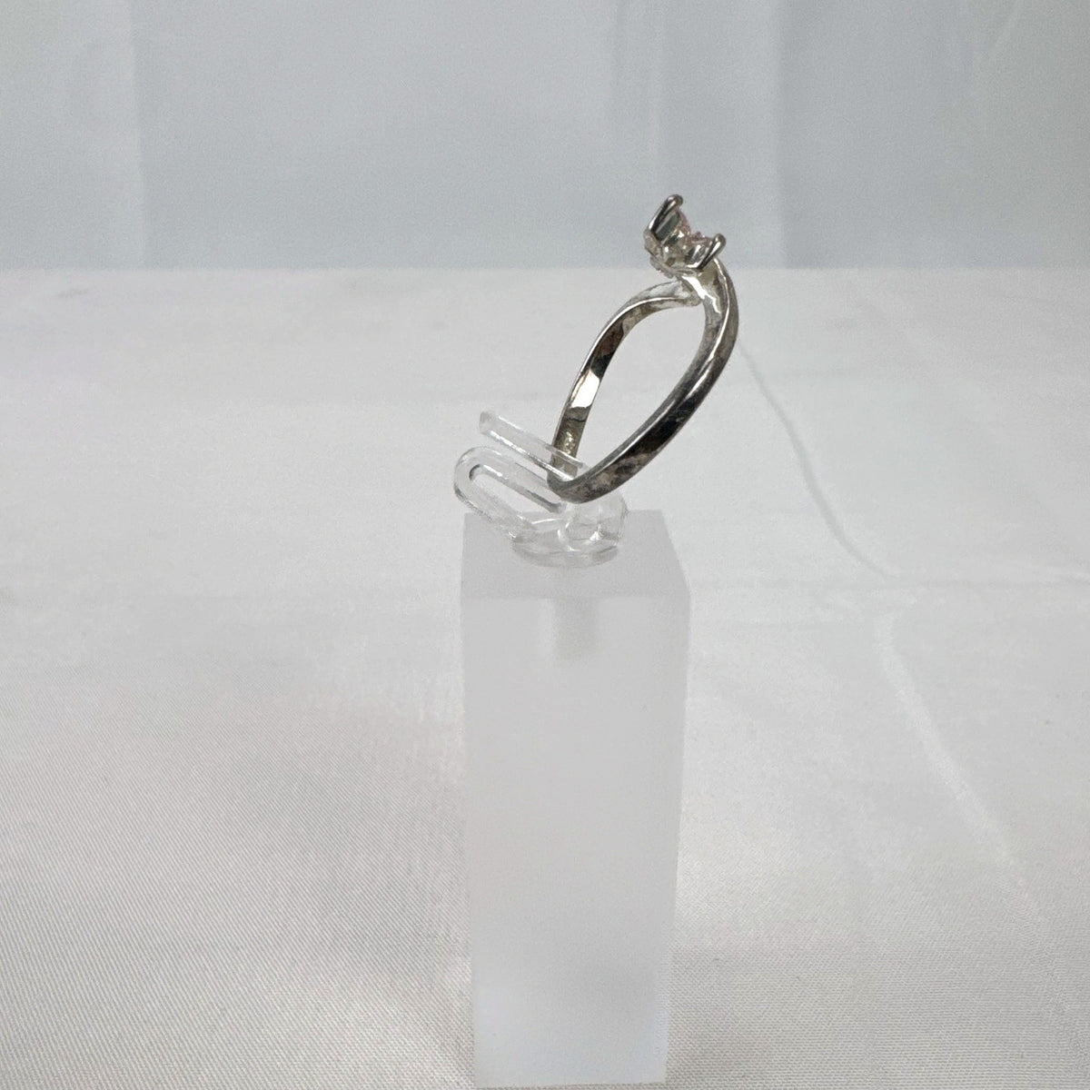 Sterling silver pink dragonfly bypass ring size 8 with marquise stones