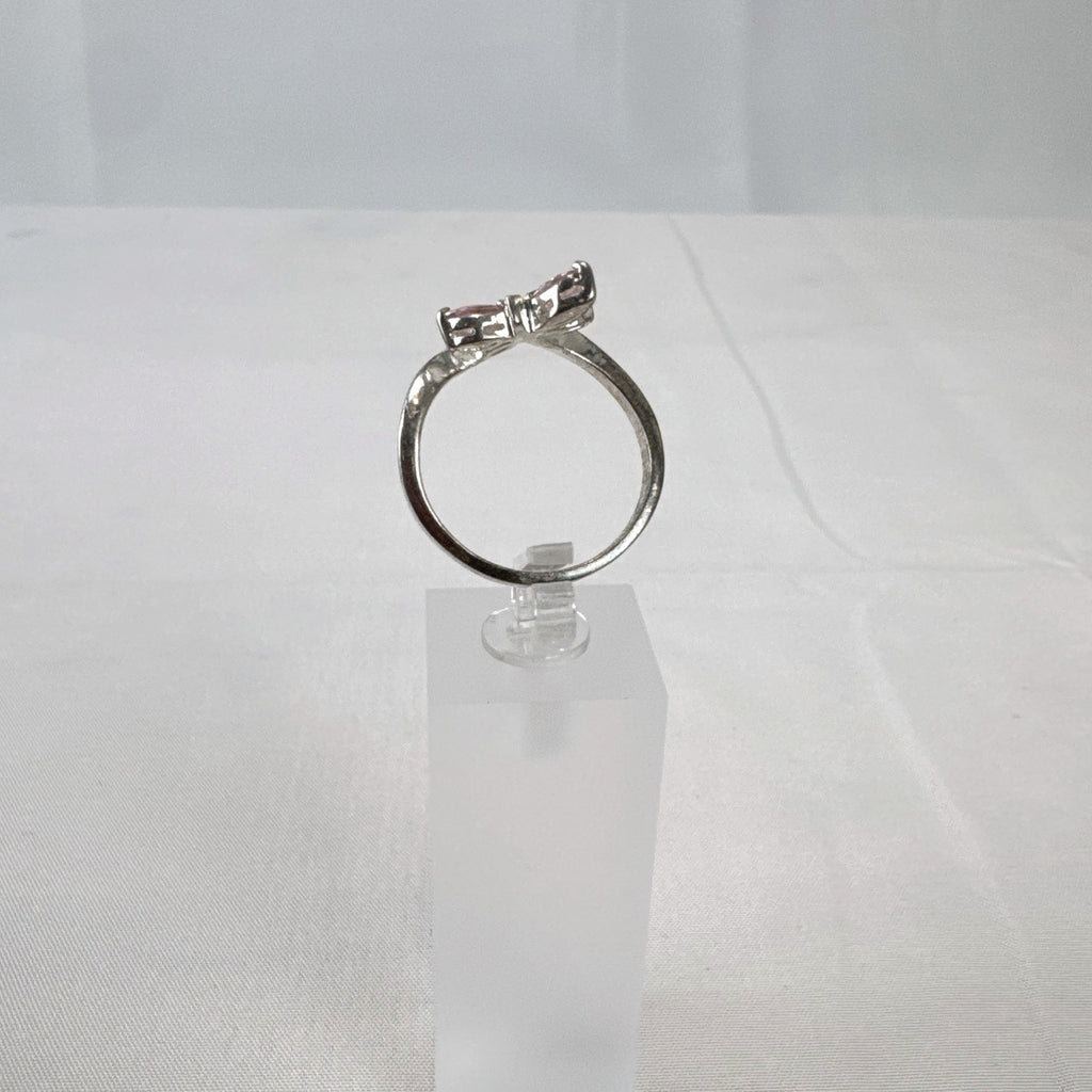 Sterling silver pink dragonfly bypass ring size 8 with marquise stones