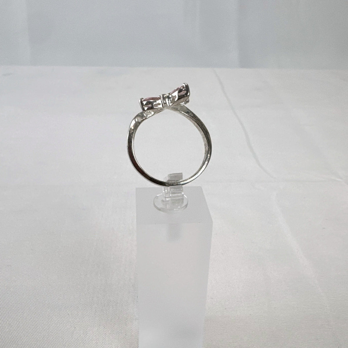 Sterling silver pink dragonfly bypass ring size 8 with marquise stones