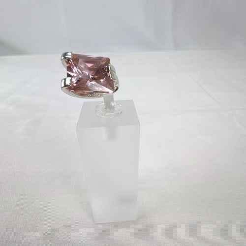 925 sterling silver slide pendant enhancer featuring a brilliant pink cubic zirconia gemstone.