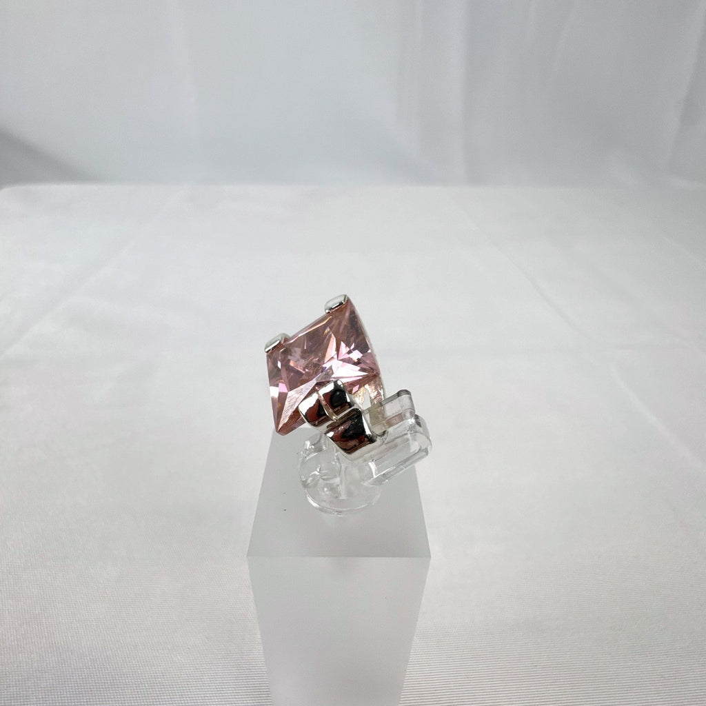 925 sterling silver slide pendant enhancer featuring a brilliant pink cubic zirconia gemstone.