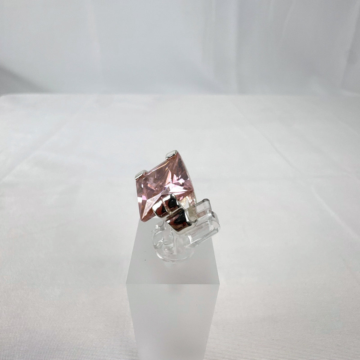 925 sterling silver slide pendant enhancer featuring a brilliant pink cubic zirconia gemstone.