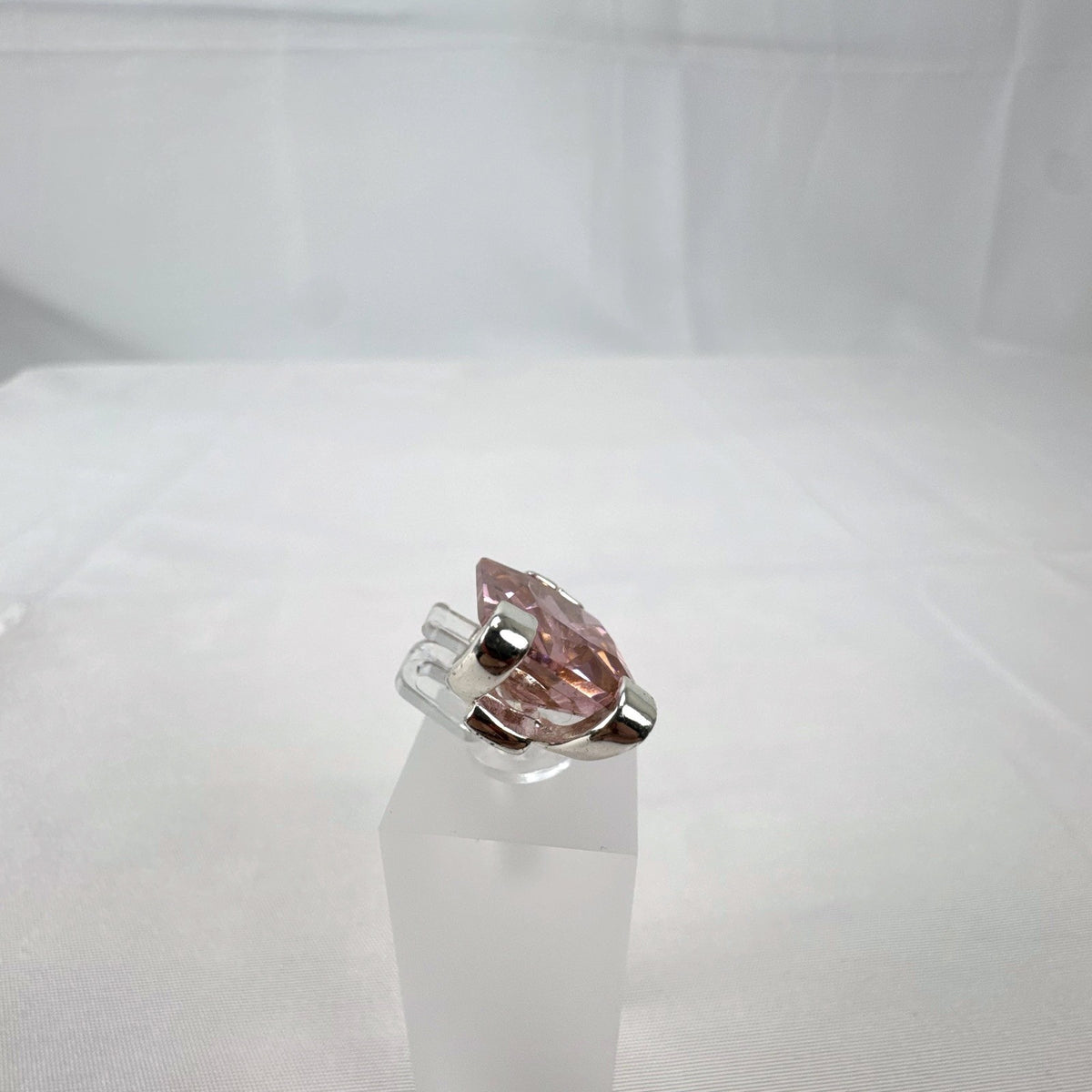 925 sterling silver slide pendant enhancer featuring a brilliant pink cubic zirconia gemstone.