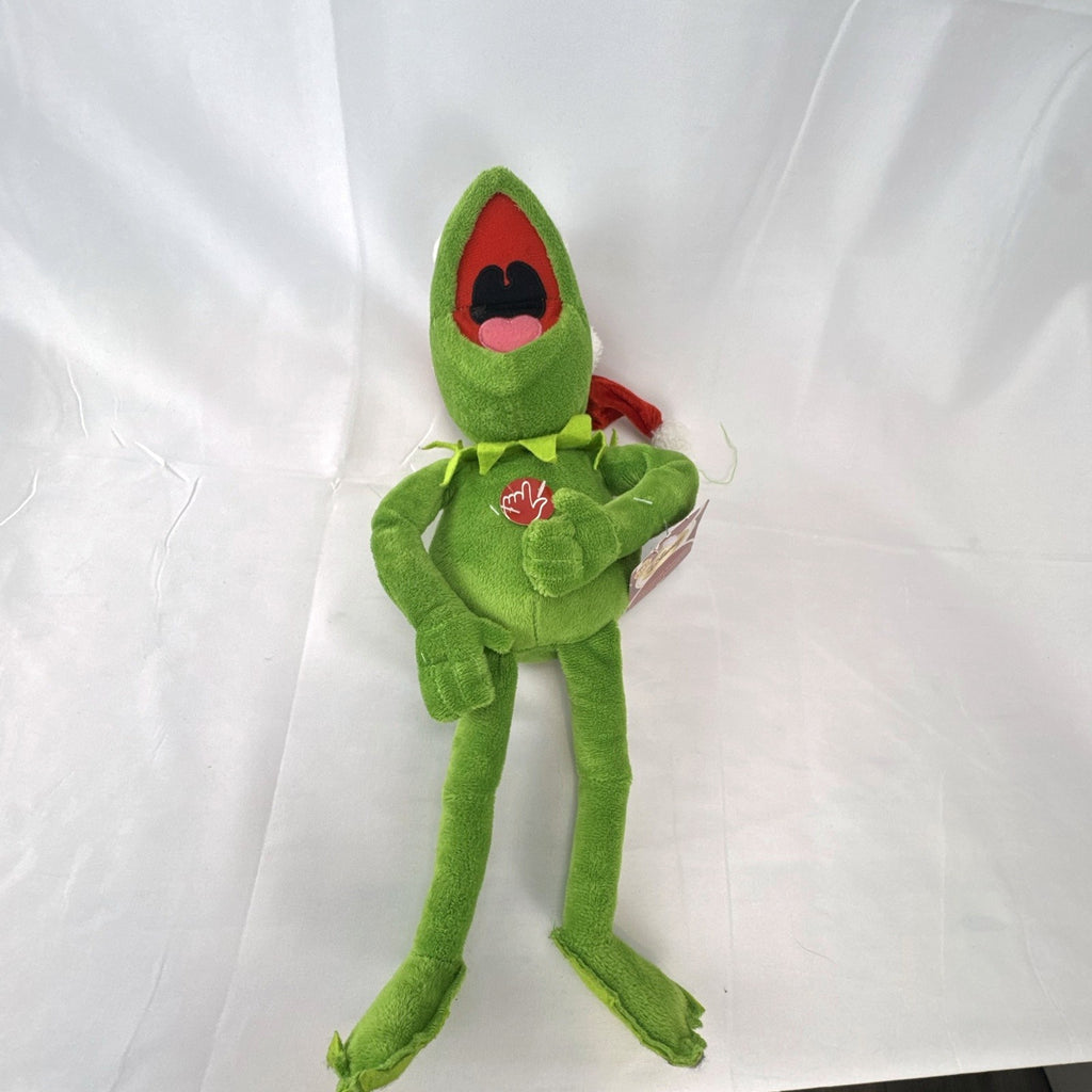 Disney Dan Dee Kermit the Frog 15 inch Christmas plush wearing a red Santa hat with original tags