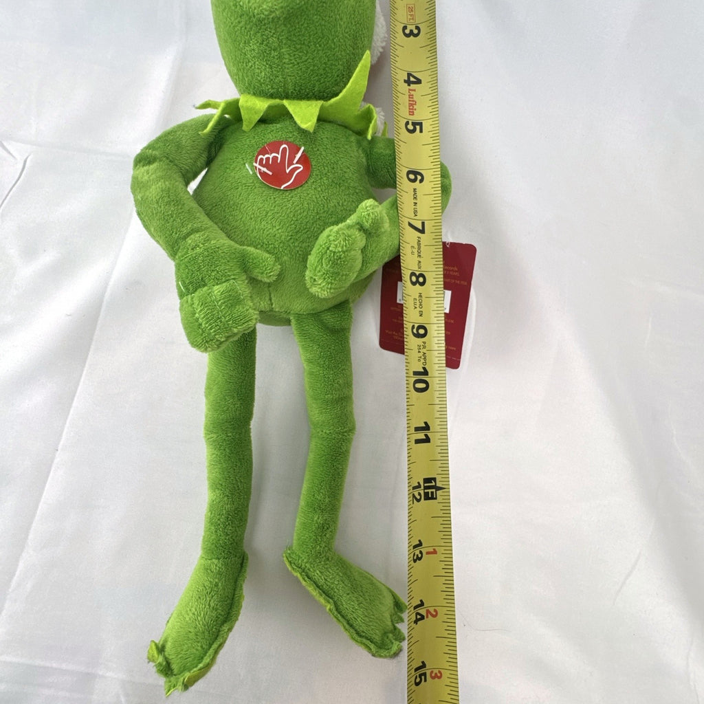 Disney Dan Dee Kermit the Frog 15 inch Christmas plush wearing a red Santa hat with original tags