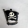 Disney 2008 Jack Skellington pirate flag enamel pin with hanging cutlass sword dangle