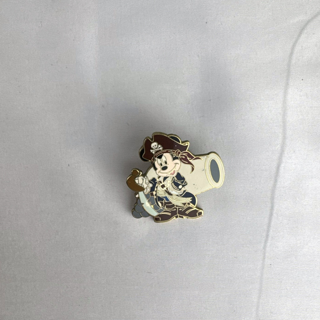 2007 Disney collectible enamel pin featuring Mickey Mouse in pirate gear with a cannon and sword