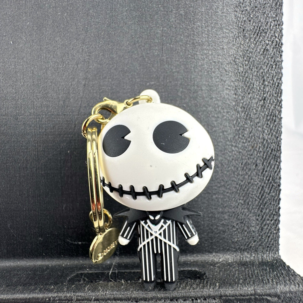 Disney Jack Skellington 3D molded rubber keychain and bag charm with gold-tone ring