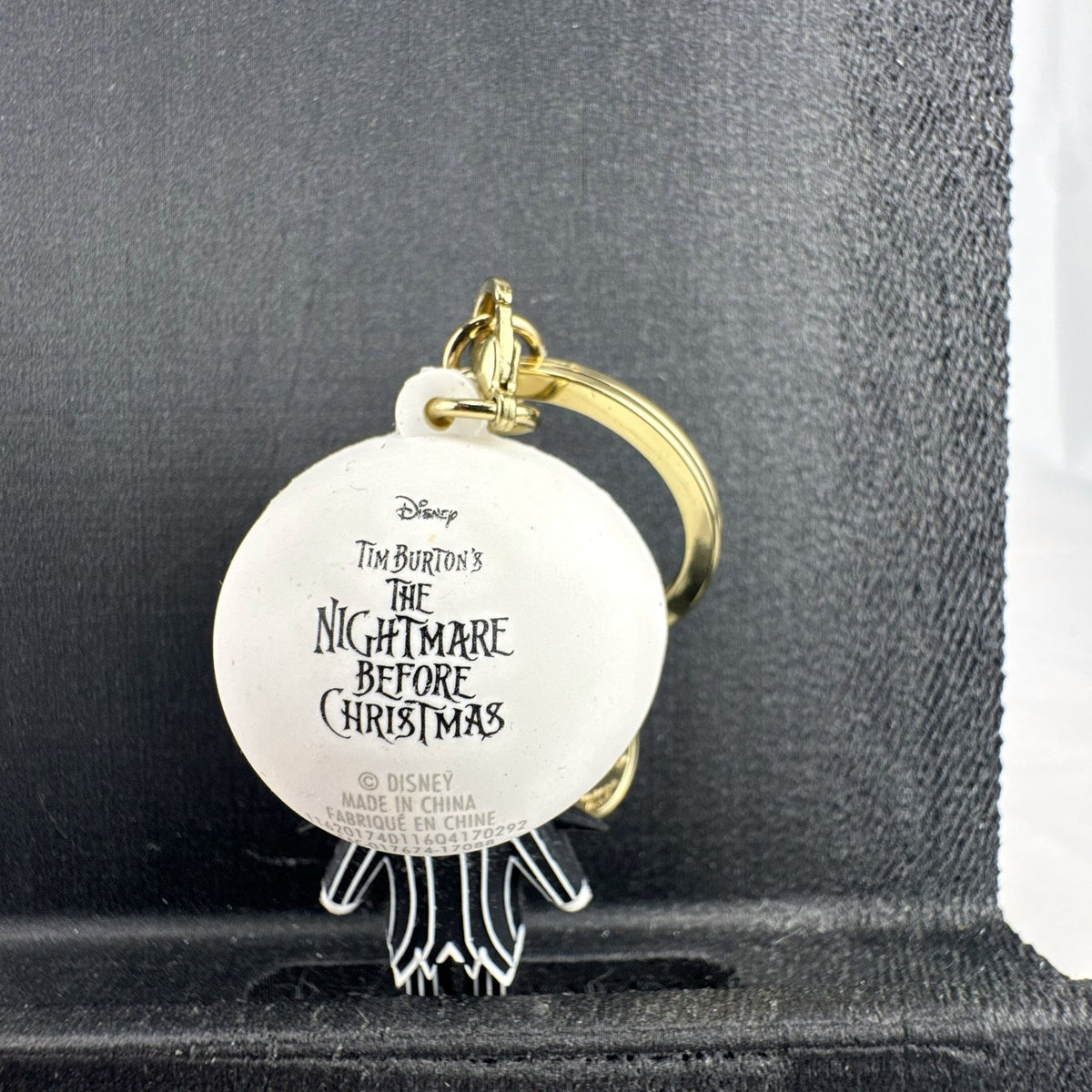 Disney Jack Skellington 3D molded rubber keychain and bag charm with gold-tone ring