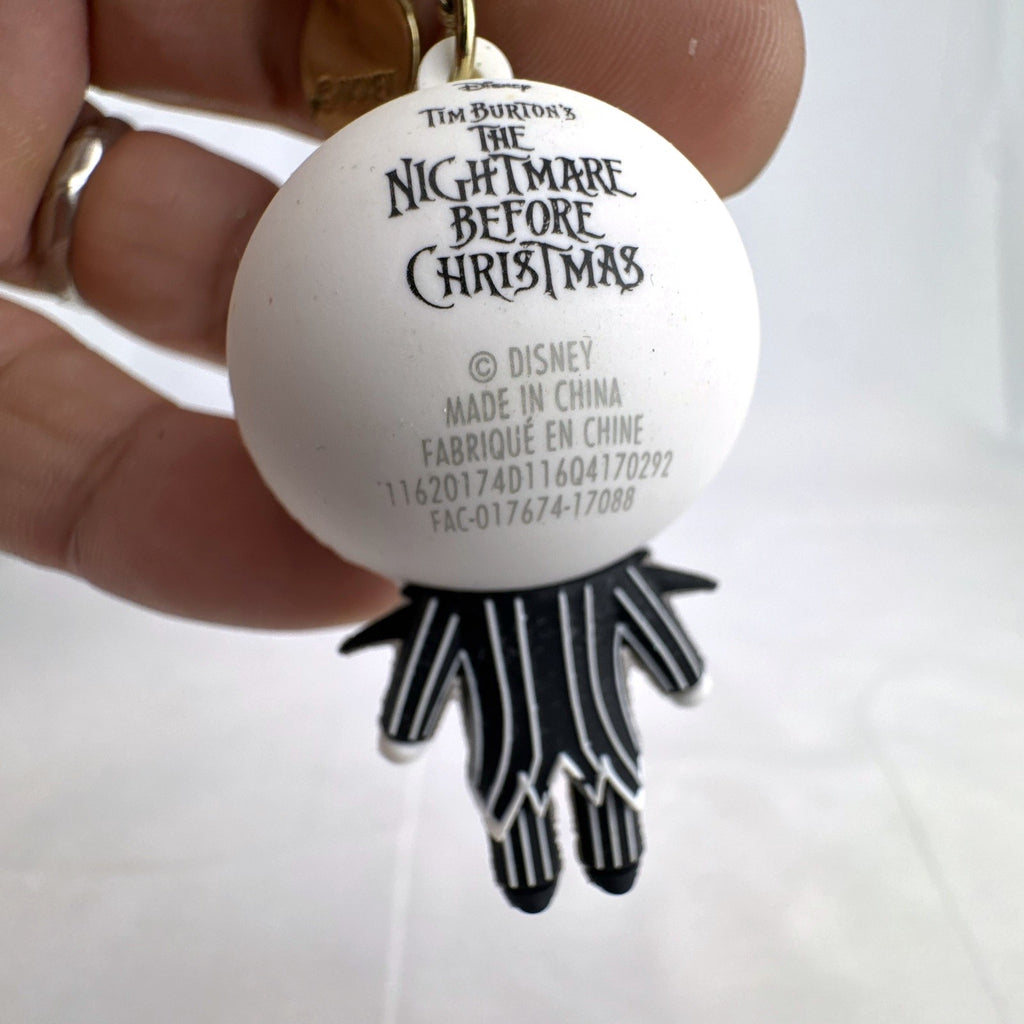 Disney Jack Skellington 3D molded rubber keychain and bag charm with gold-tone ring