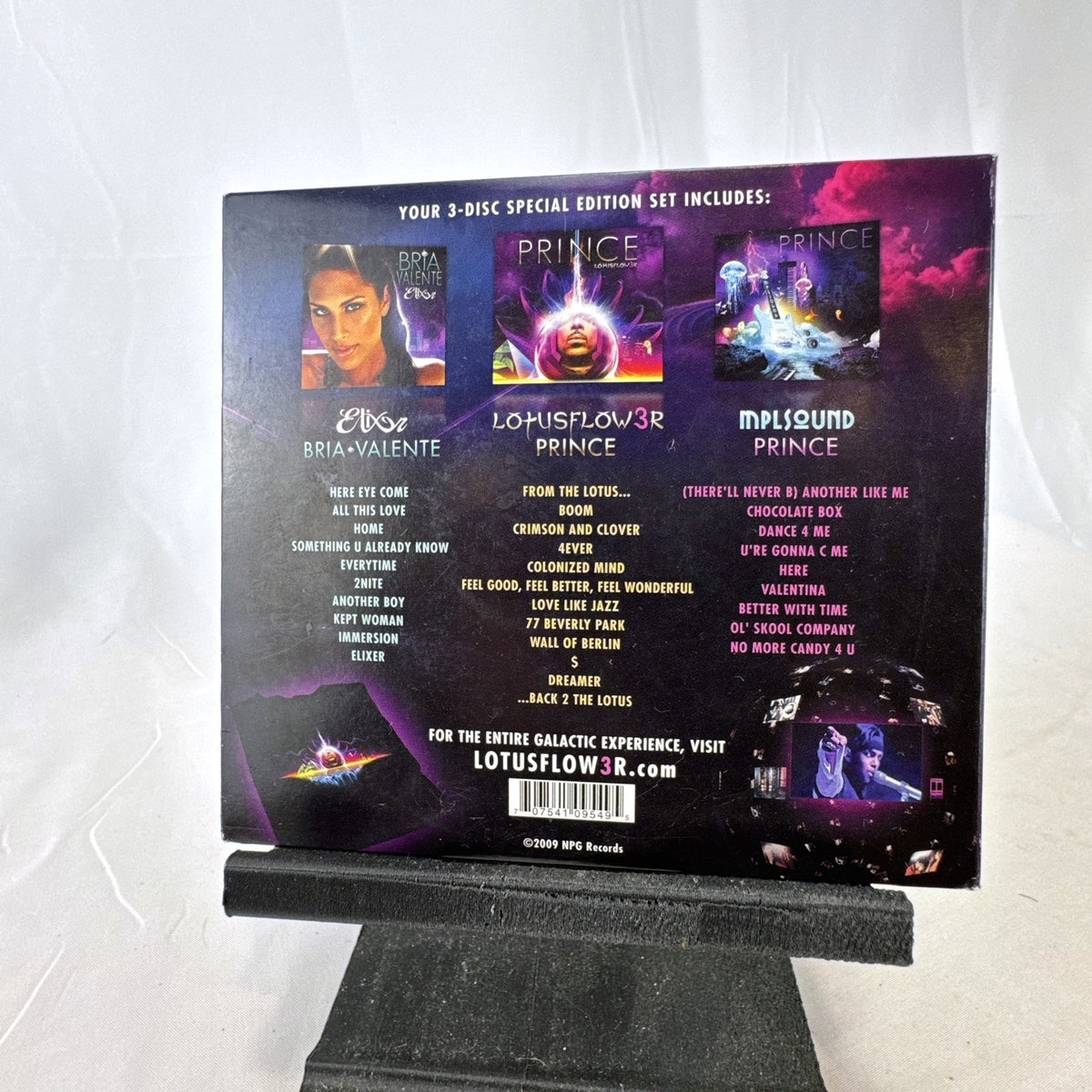 Prince Lotusflow3r 3-CD album set with MPLSound and Bria Valente Elixer in multi-fold card sleeve