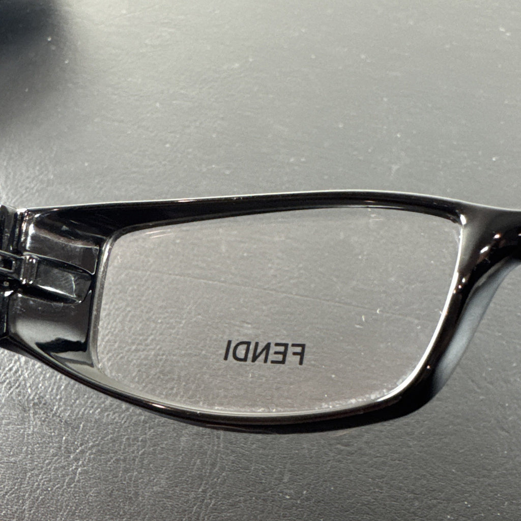 Fendi F625 black plastic rectangular eyeglass frames made in Italy with original case and cleaning cloths