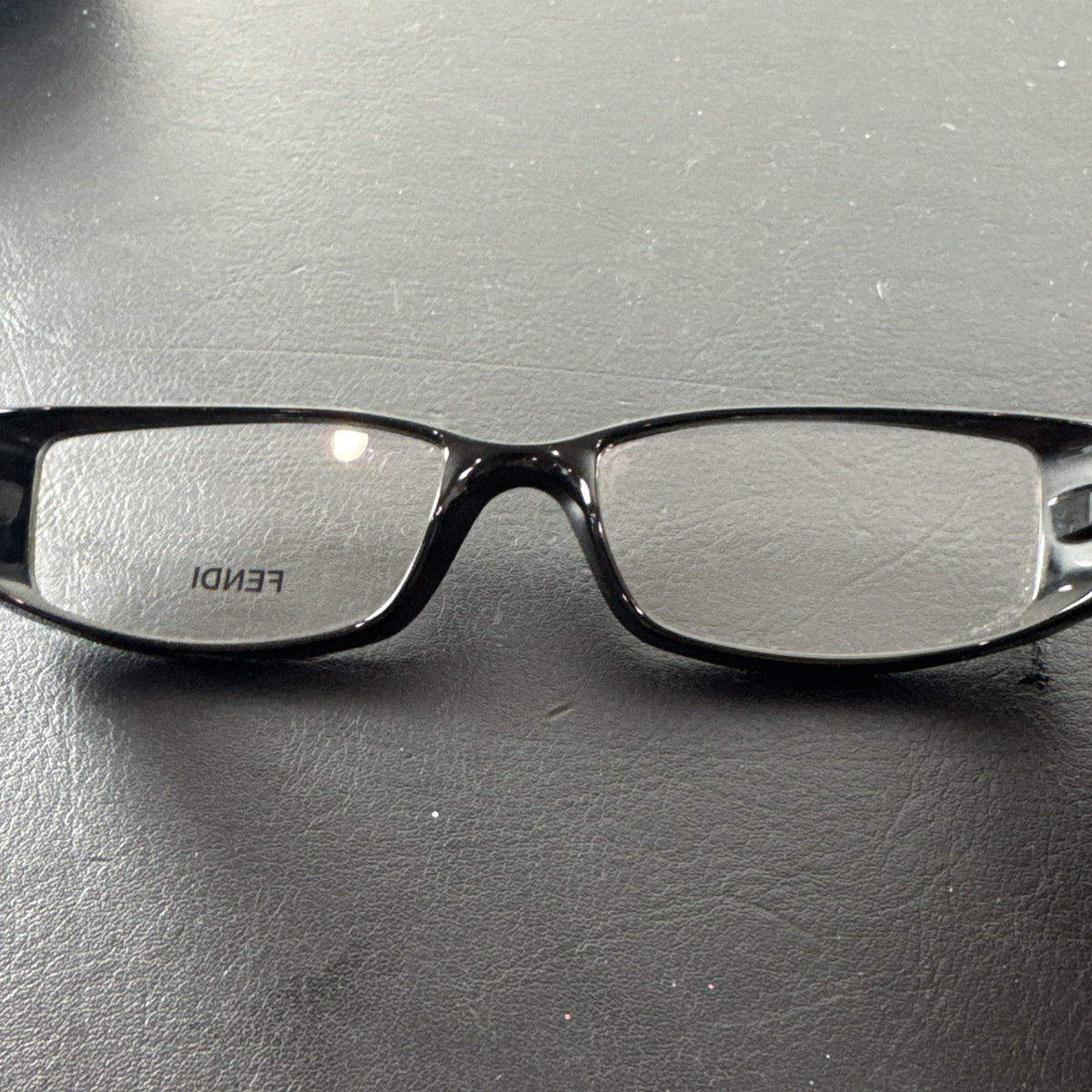Fendi F625 black plastic rectangular eyeglass frames made in Italy with original case and cleaning cloths