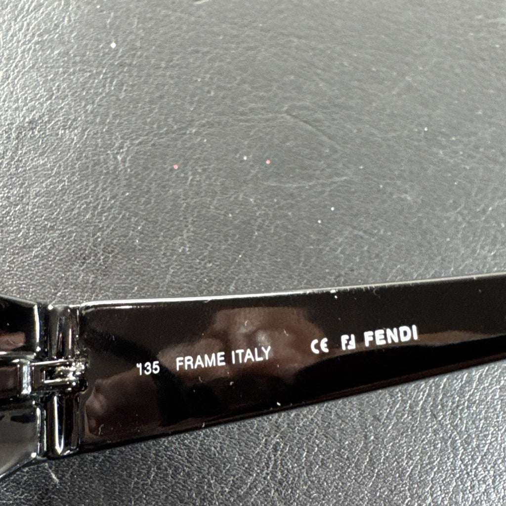 Fendi F625 black plastic rectangular eyeglass frames made in Italy with original case and cleaning cloths