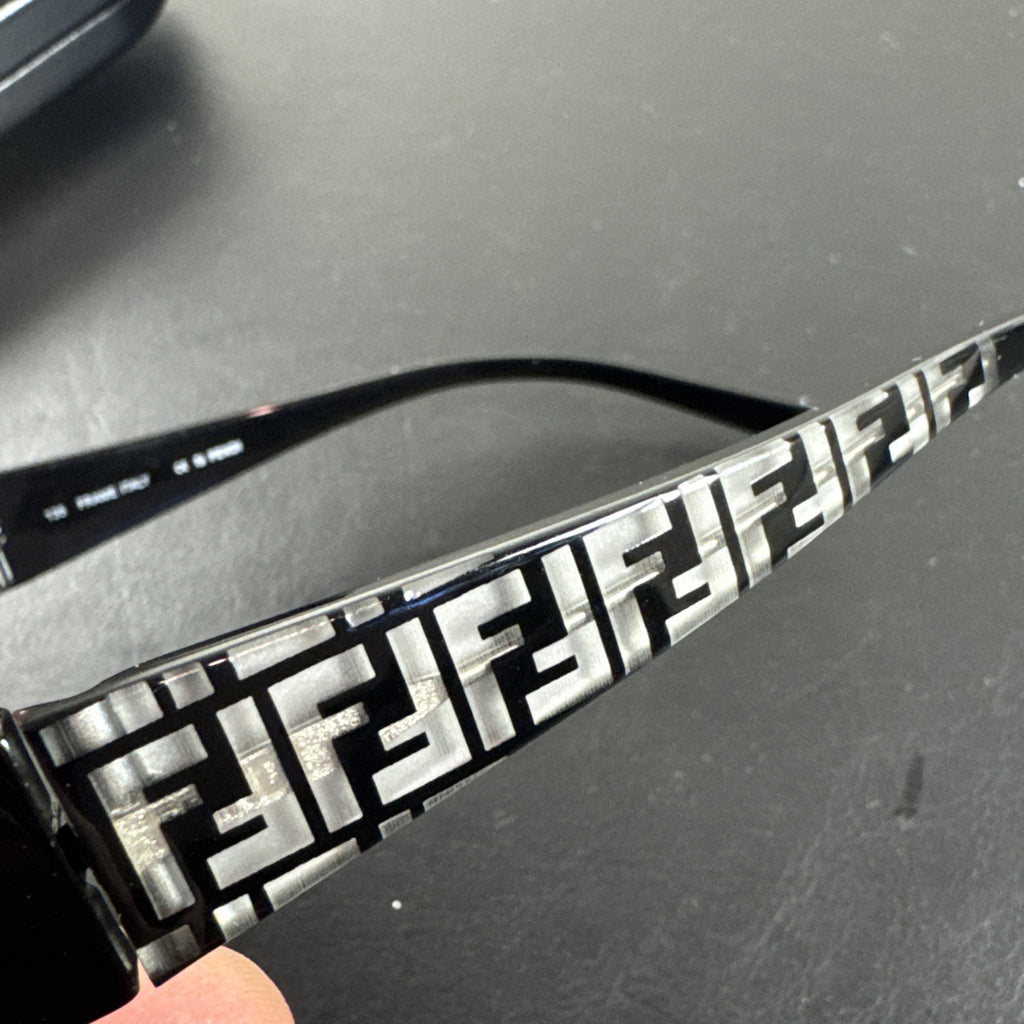 Fendi F625 black plastic rectangular eyeglass frames made in Italy with original case and cleaning cloths