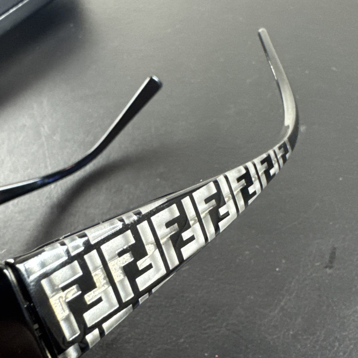 Fendi F625 black plastic rectangular eyeglass frames made in Italy with original case and cleaning cloths