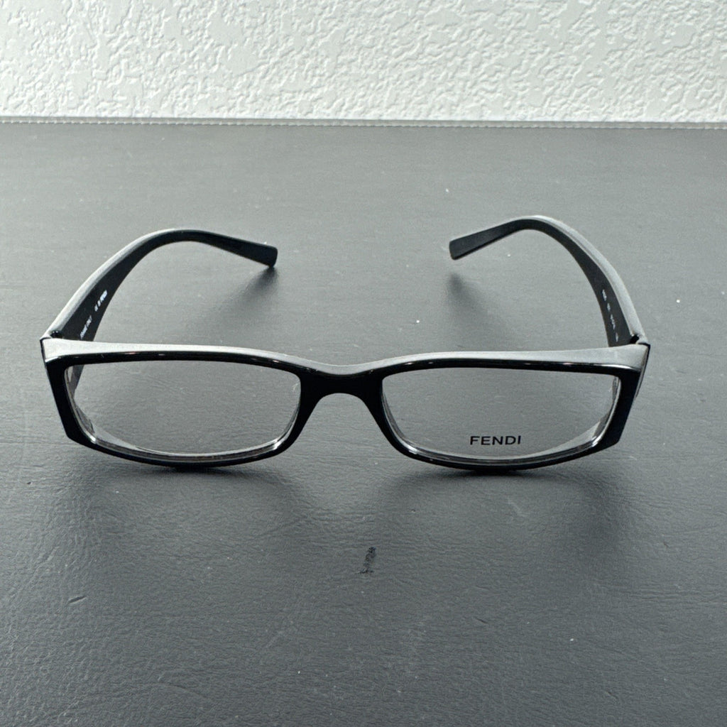 Fendi F625 black plastic rectangular eyeglass frames made in Italy with original case and cleaning cloths