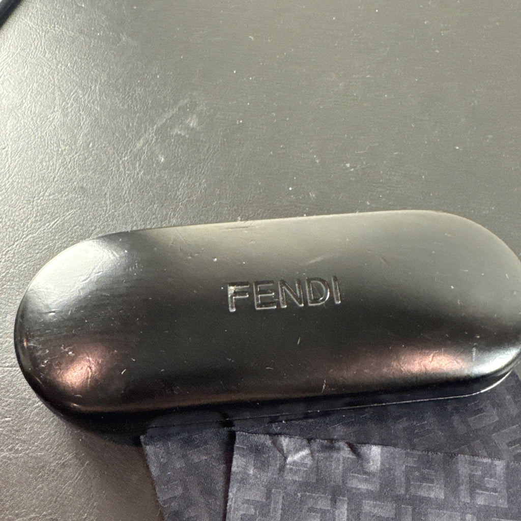 Fendi F625 black plastic rectangular eyeglass frames made in Italy with original case and cleaning cloths