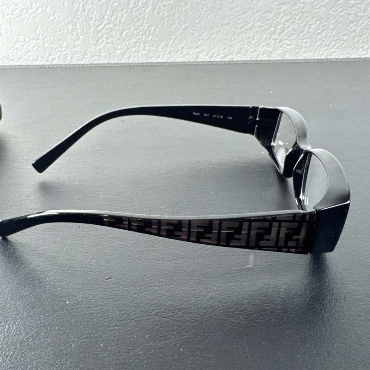 Fendi F625 black plastic rectangular eyeglass frames made in Italy with original case and cleaning cloths