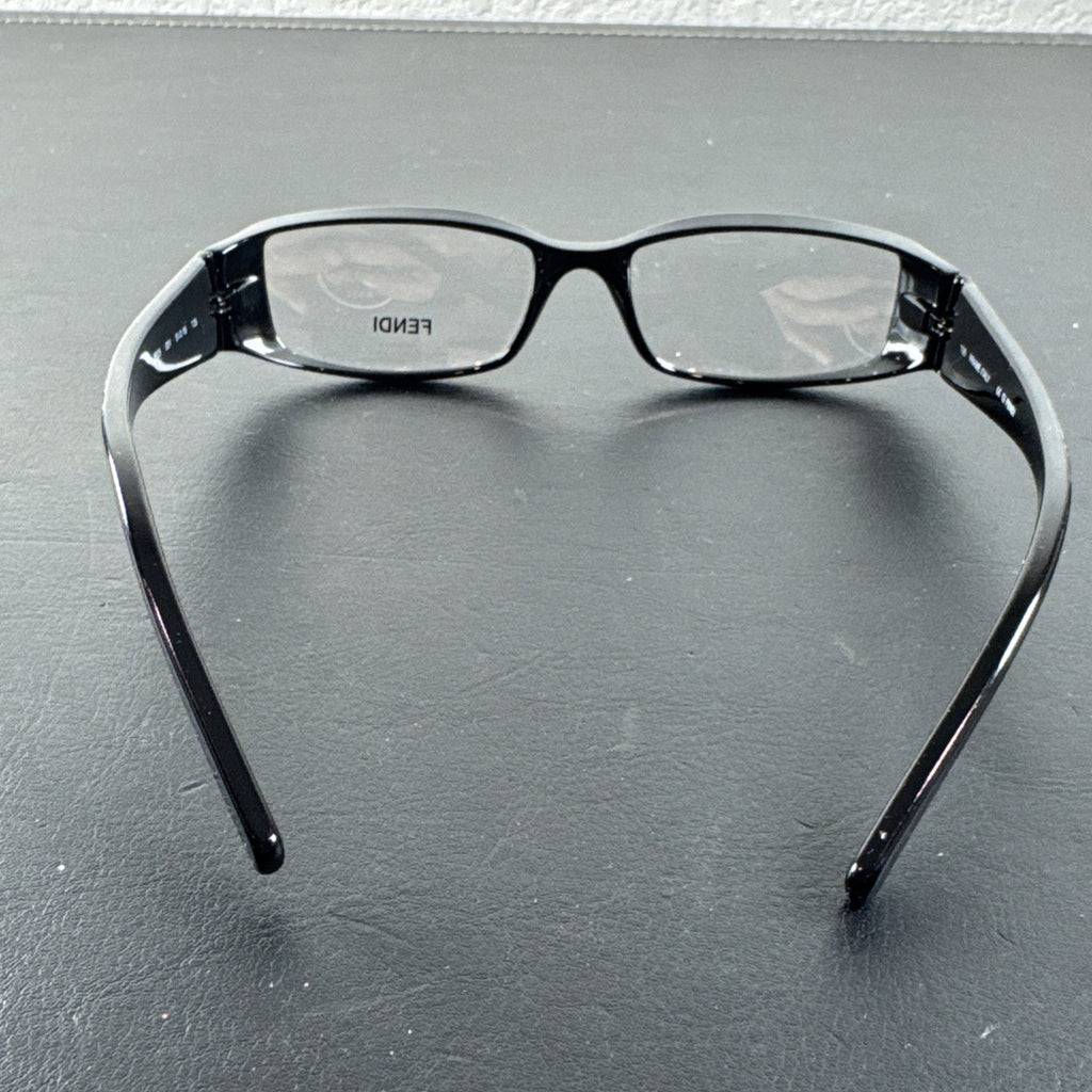 Fendi F625 black plastic rectangular eyeglass frames made in Italy with original case and cleaning cloths