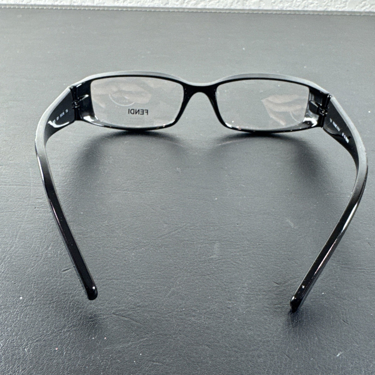 Fendi F625 black plastic rectangular eyeglass frames made in Italy with original case and cleaning cloths