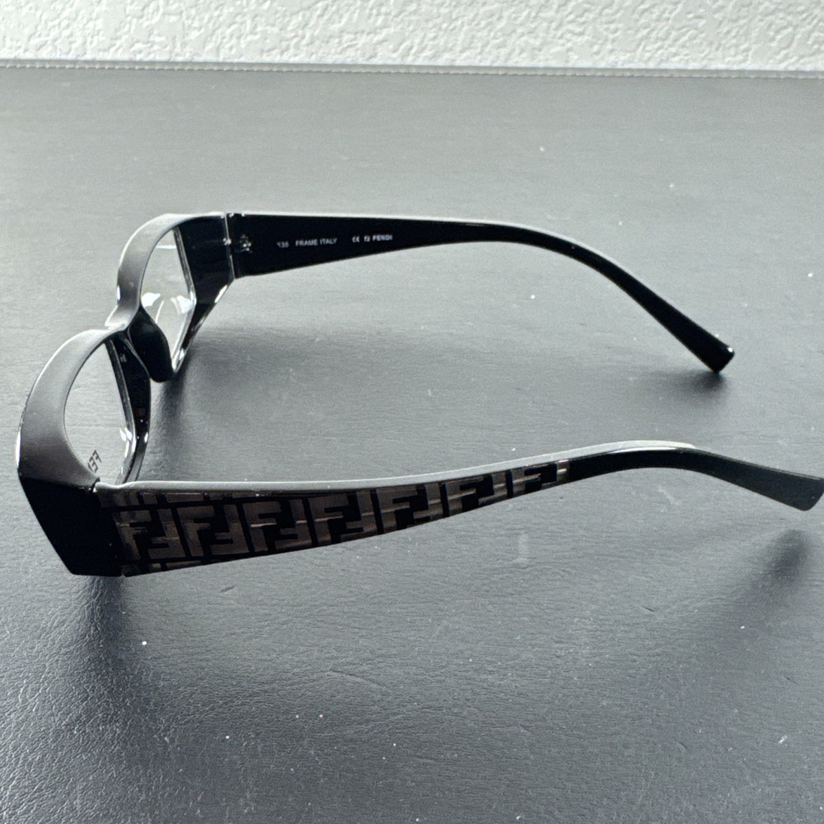 Fendi F625 black plastic rectangular eyeglass frames made in Italy with original case and cleaning cloths