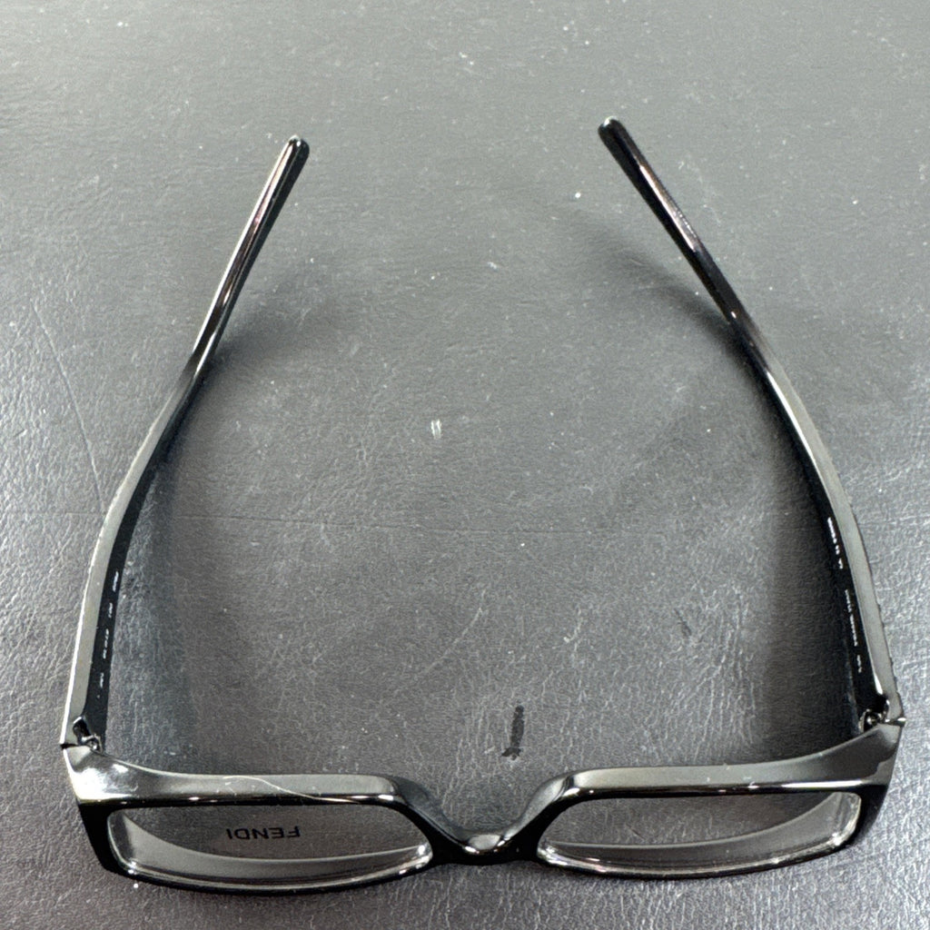 Fendi F625 black plastic rectangular eyeglass frames made in Italy with original case and cleaning cloths
