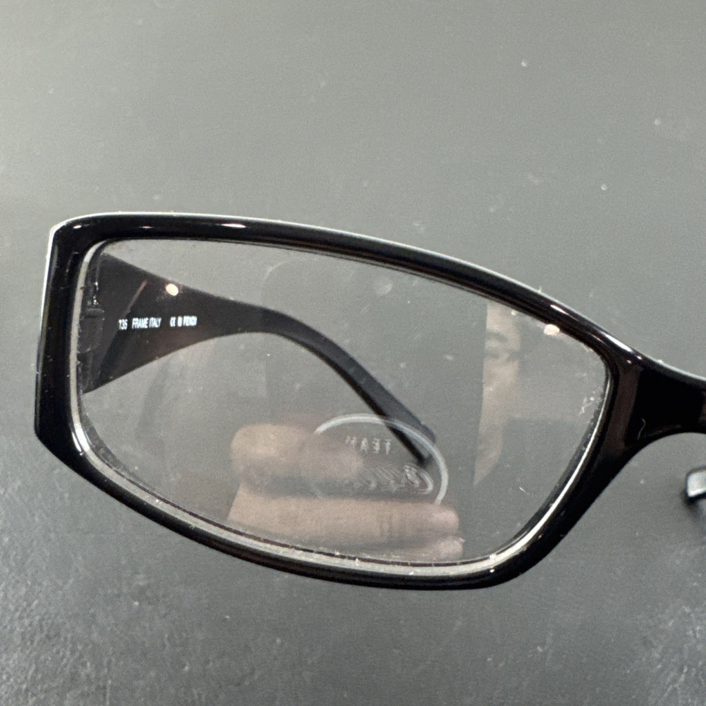 Fendi F625 black plastic rectangular eyeglass frames made in Italy with original case and cleaning cloths