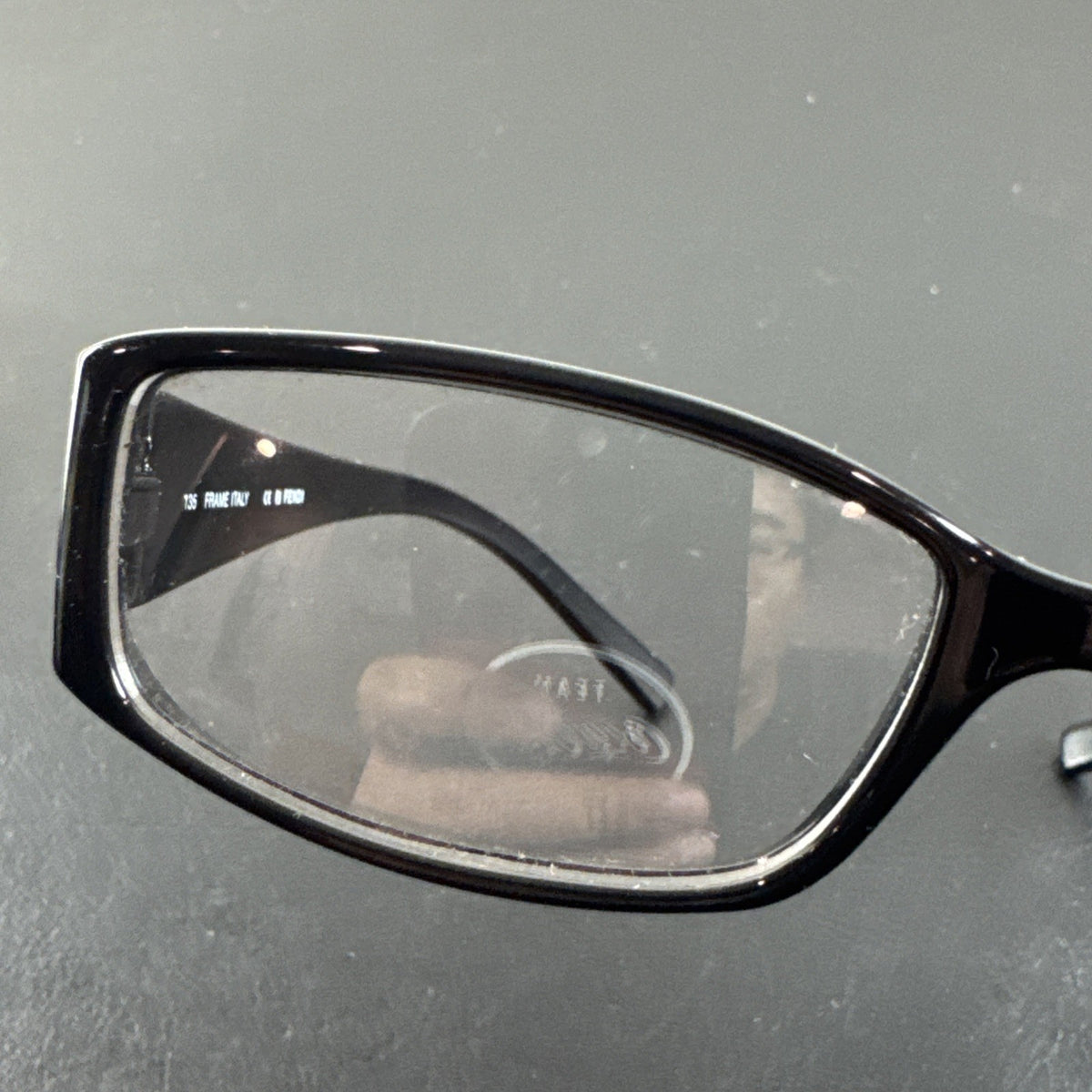 Fendi F625 black plastic rectangular eyeglass frames made in Italy with original case and cleaning cloths