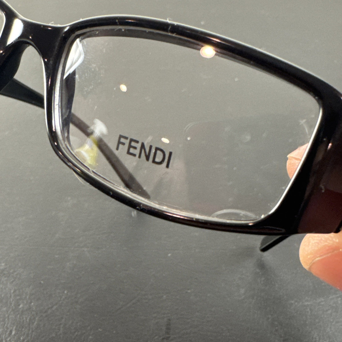 Fendi F625 black plastic rectangular eyeglass frames made in Italy with original case and cleaning cloths