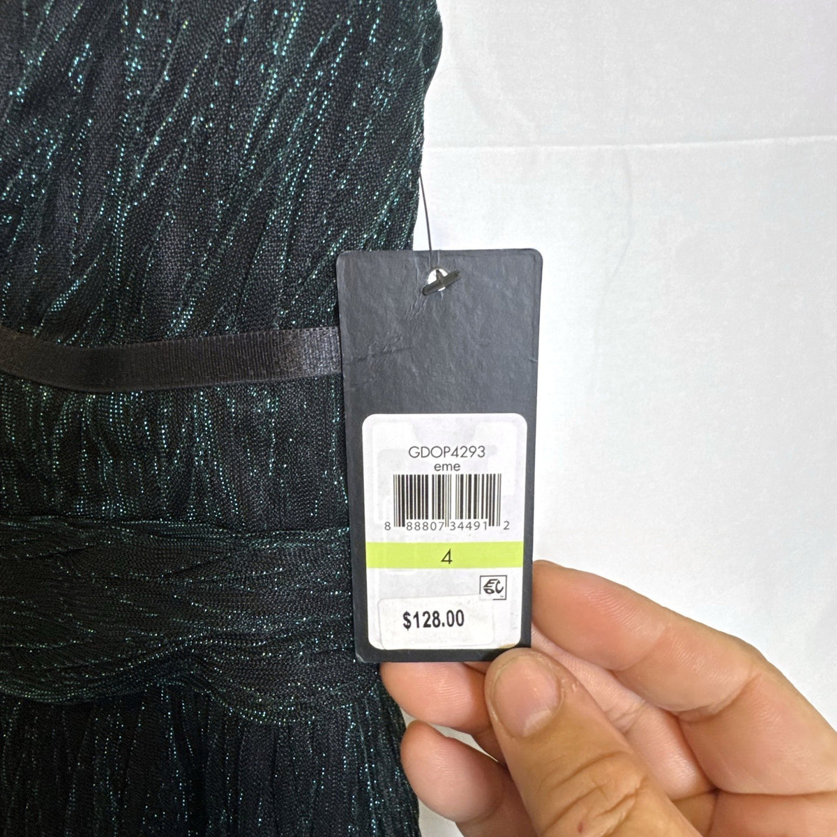GUESS brand new with tags metallic emerald green and black v-neck crinkle maxi dress in size 4.
