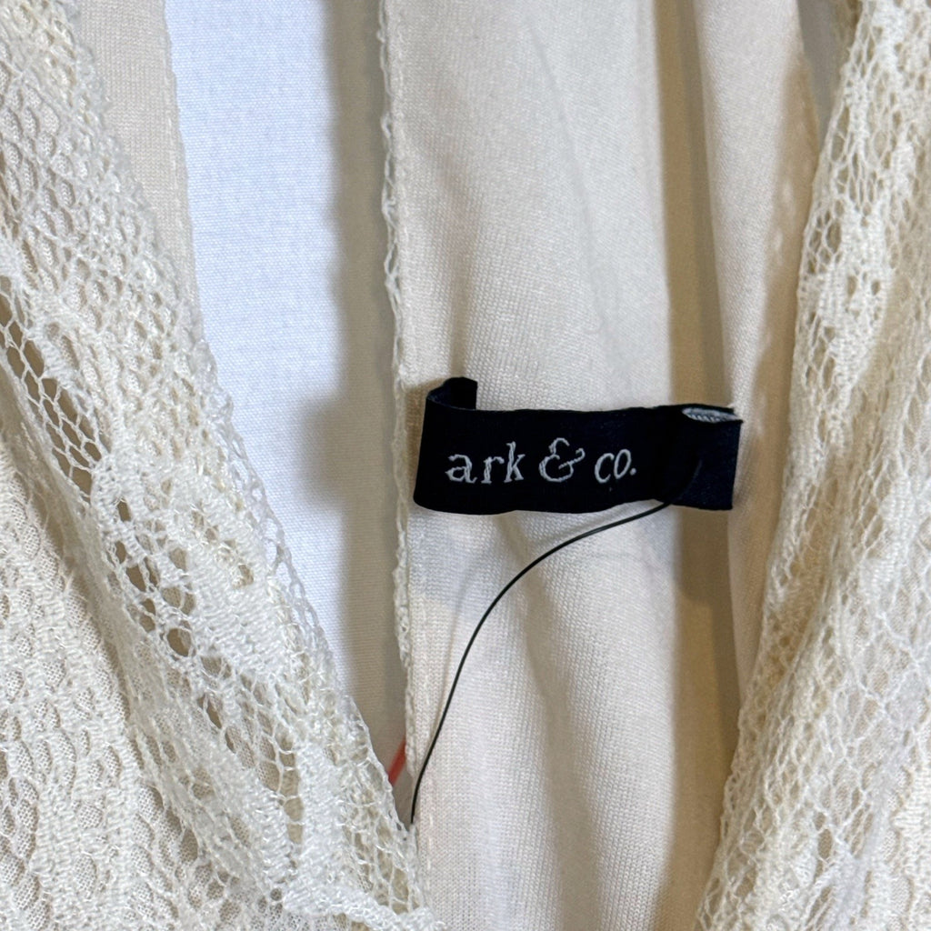 Ark & Co. brand new with tags ivory floral lace halter maxi dress featuring an open back and tassel waist belt