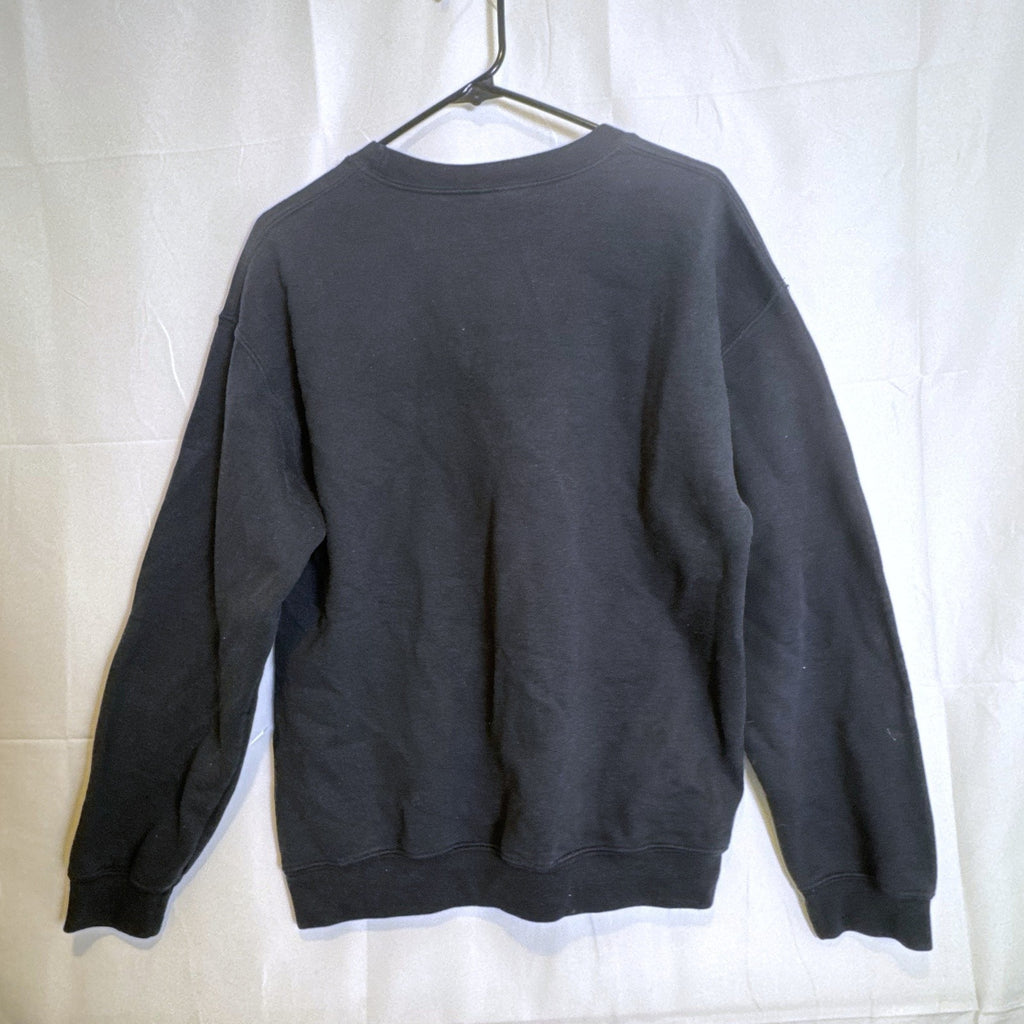 Ripple Junction PlayStation stacked text logo crewneck sweatshirt in black, men's size medium.