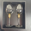 Trinkware clear glass wine goblets set of 2 with gold rims and diamond rhinestone stem accents