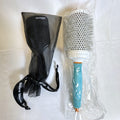 New Moroccanoil 55mm ceramic round brush and Shu Uemura Acca Kappa paddle brush set in original packaging