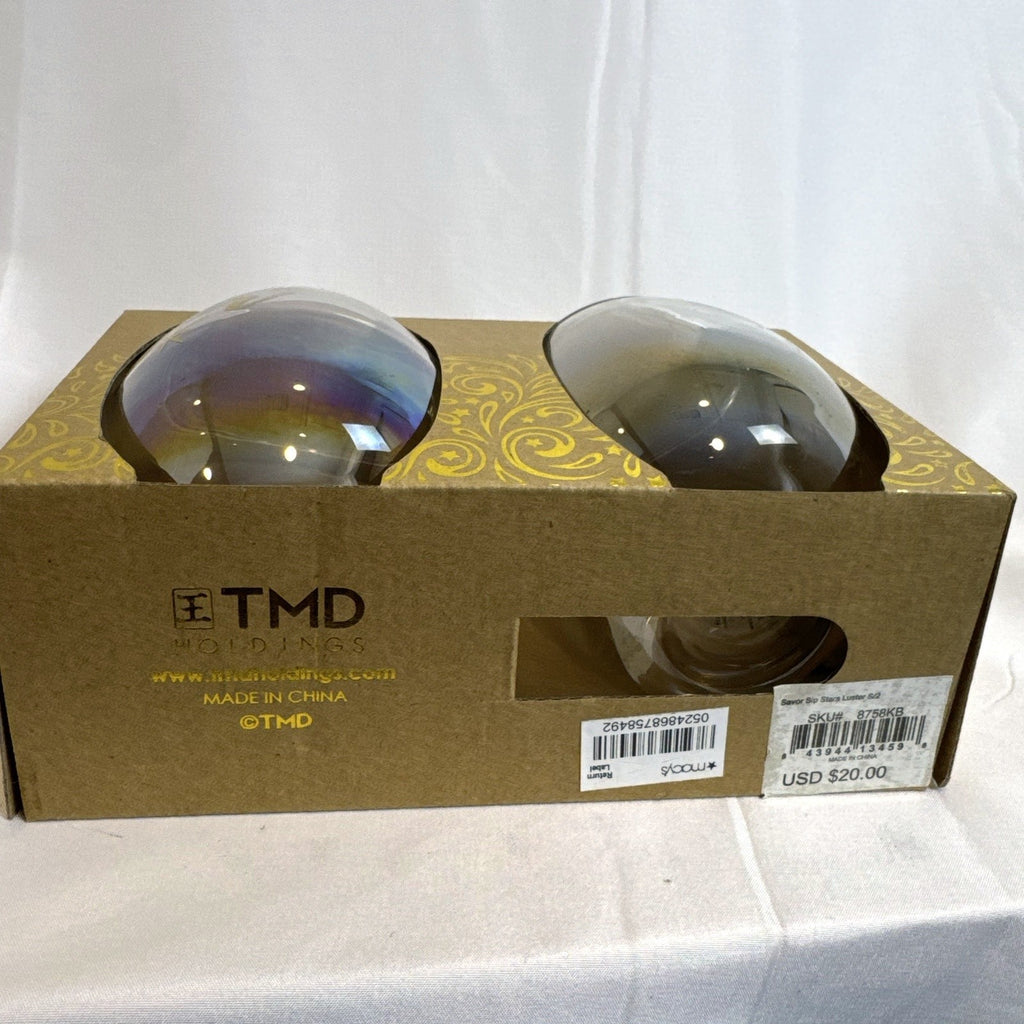 Set of 2 TMD Sip and Savor multicolor stemless wine glasses, 22 oz capacity, new in original box.