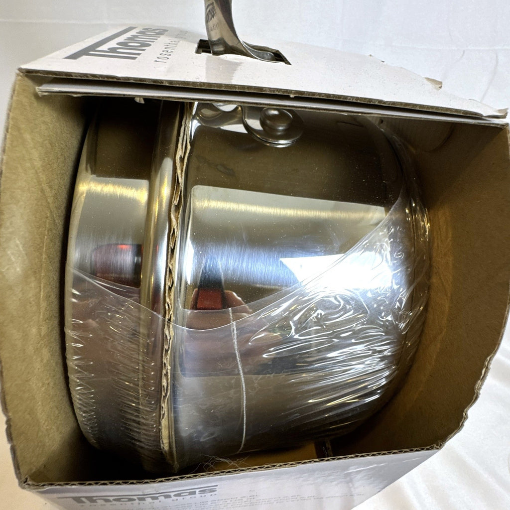 New Thomas Rosenthal 1-liter stainless steel cook and pour saucepan with tempered glass straining lid.